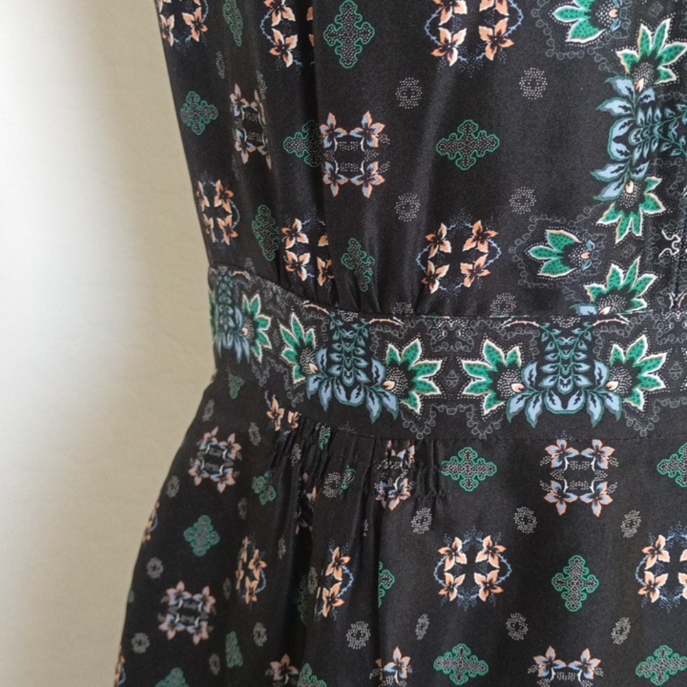 J Crew Mirrored Floral Silk Dress With Cap Sleeves Size 6 - Picture 5 of 9